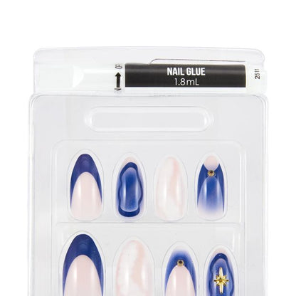 OXX Cosmetics 24 Pack Artificial Nails with Adhesive - Stiletto Shape, Midnight Stars