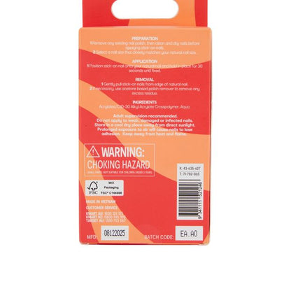 OXX Junior Pack Kids Pre-Glued Stick-On Nails, Stiletto Shape - Pink and Purple