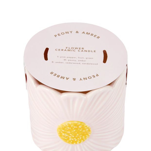 Anko Peony and Amber Flower Ceramic Candle