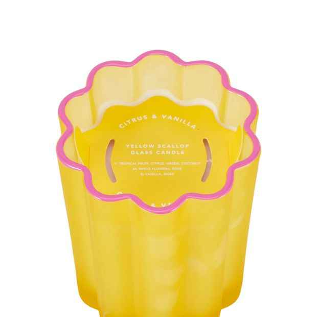 Scalloped Glass Scented Candle - Yellow