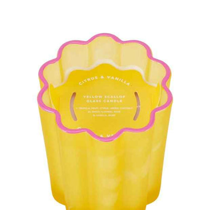 Scalloped Glass Scented Candle - Yellow