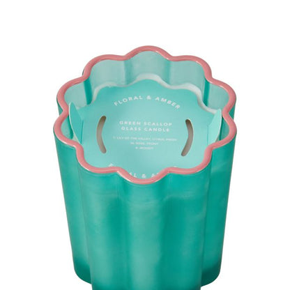 Anko Scallop Glass Candle - Green