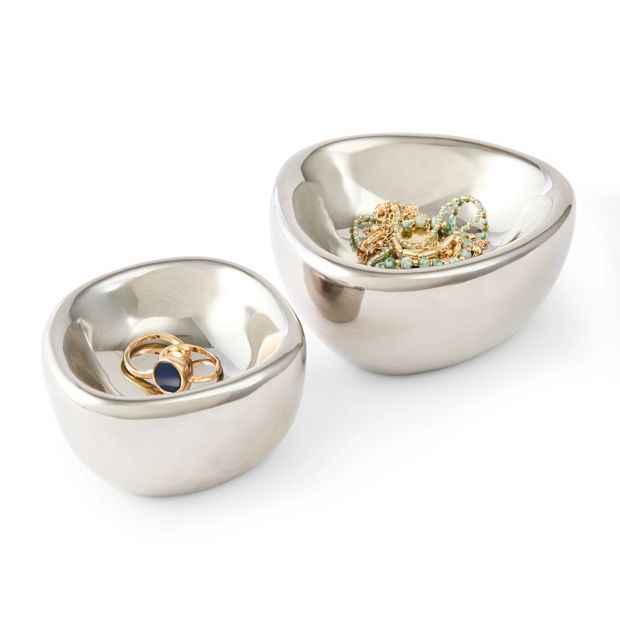 Anko 2 Pack of Chrome Look Trinket Bowls