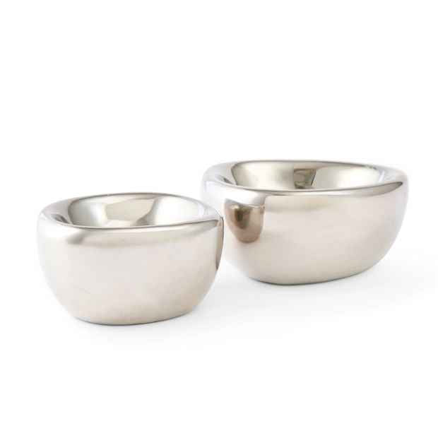 Anko 2 Pack of Chrome Look Trinket Bowls