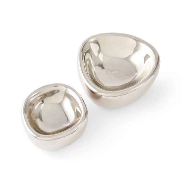 Anko 2 Pack of Chrome Look Trinket Bowls