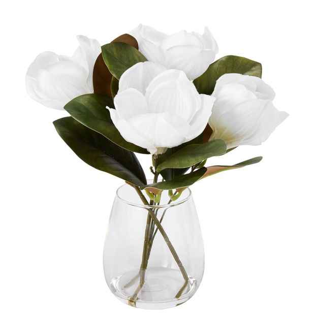 Anko Artificial Magnolias in Glass Vase