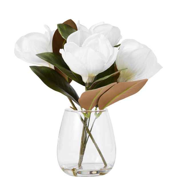 Anko Artificial Magnolias in Glass Vase