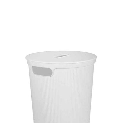 70L Ribbed Laundry Hamper with Lid - White