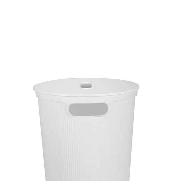 70L Ribbed Laundry Hamper with Lid - White