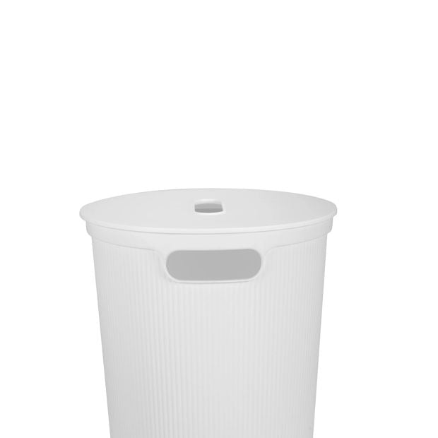 Anko 70 Litre Ribbed Laundry Hamper - White