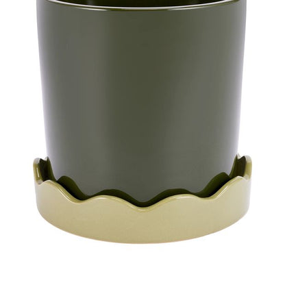 Anko Green Glazed Pot with Saucer
