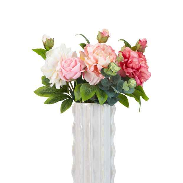 Textured Ceramic Vase with Scallop Wave Design