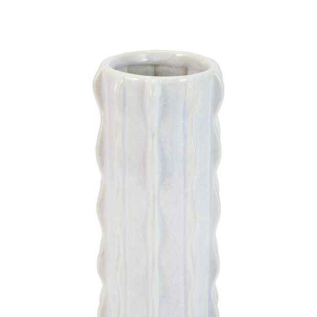 Textured Ceramic Vase with Scallop Wave Design