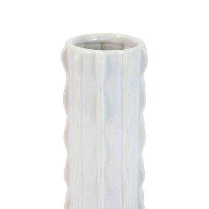 Textured Ceramic Vase with Scallop Wave Design