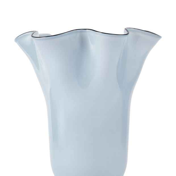 Blue Glass Ruffled Vase
