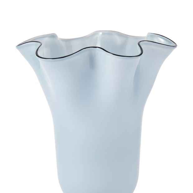 Blue Glass Ruffled Vase