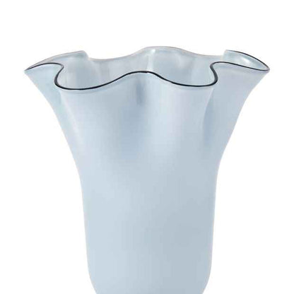 Blue Glass Ruffled Vase