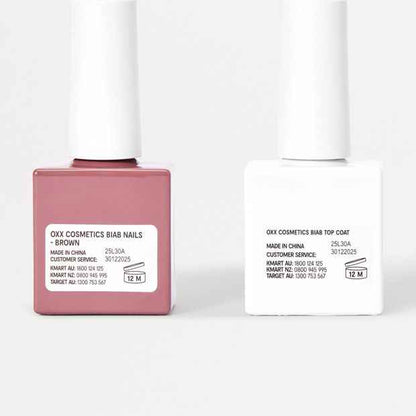 OXX Cosmetics  BIAB Nail Polish Duo Set- Top Coat and Brown Polish