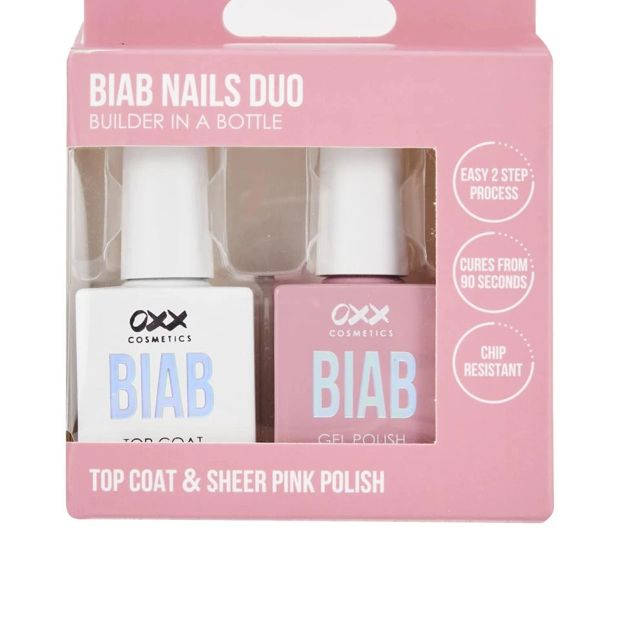 OXX Cosmetics BIAB Nail Polish Duo Set- Top Coat and Sheer Pink Polish