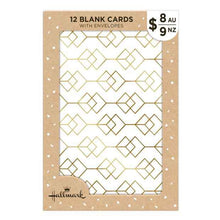 12 Pack Hallmark Blank Cards - Gold Pattern