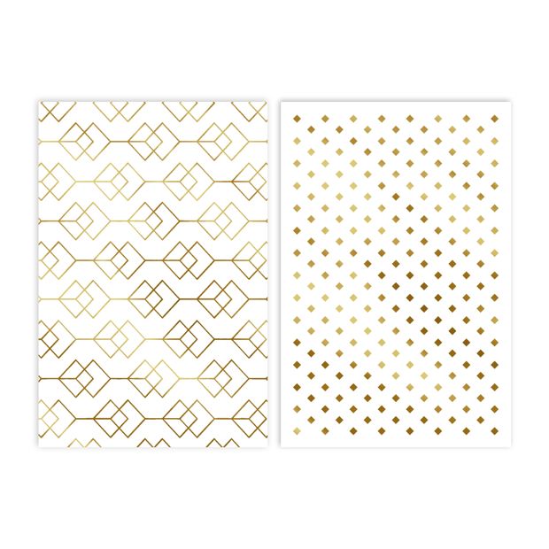 12 Pack Hallmark Blank Cards - Gold Pattern