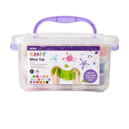 18 Pack Coloured Slime Tubs with Tools
