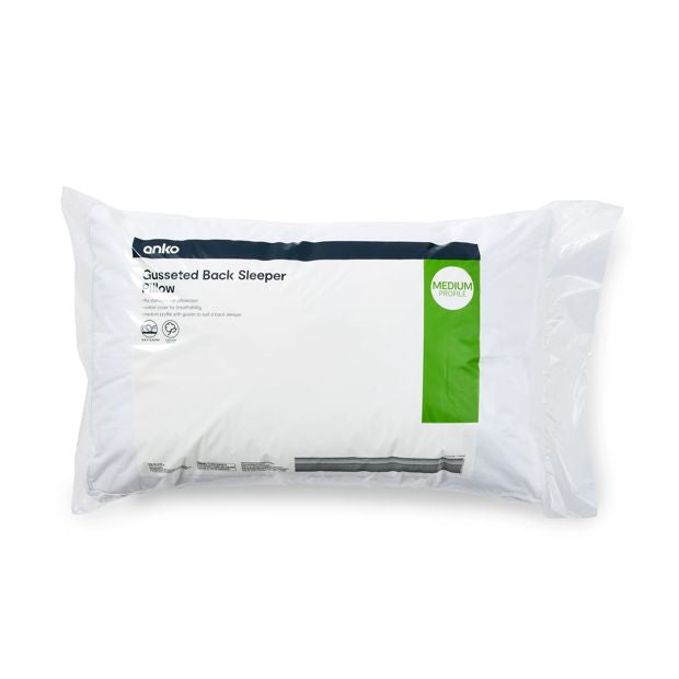 Anko Gusseted Back Sleeper Pillow - Medium Profile, White