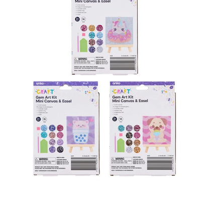 Anko Gem Art Kit Mini Canvas and Easel - Assorted