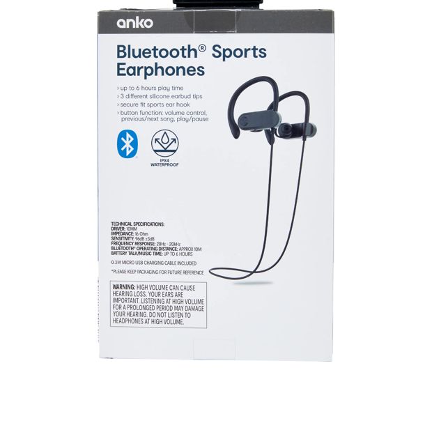 Anko Bluetooth Sports Earphones - Black