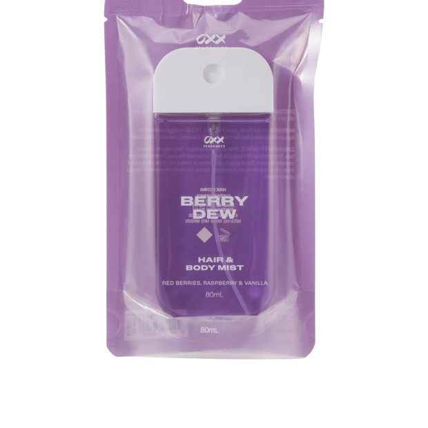 OXX Fragrance Berry Dew Hair and Body Mist 80ml - Red Berries, Raspberry and Vanilla Scented