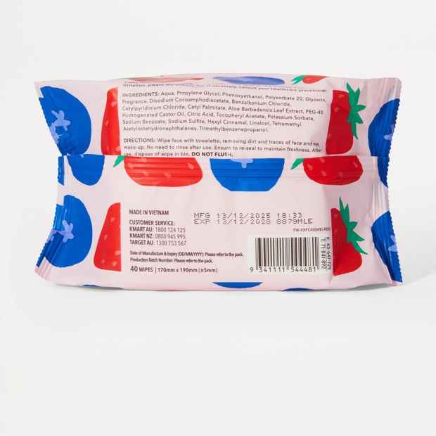 OXX Skincare 40 Pack Biodegradable Facial Wipes - Mixed Berry and Aloe Vera
