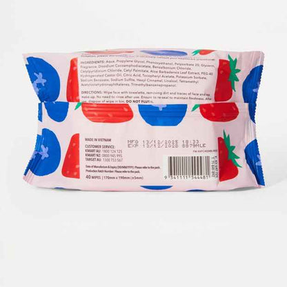 OXX Skincare 40 Pack Biodegradable Facial Wipes - Mixed Berry and Aloe Vera