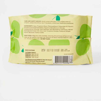 Biodegradable Facial Wipes - 40 Pack, Green Apple & Aloe