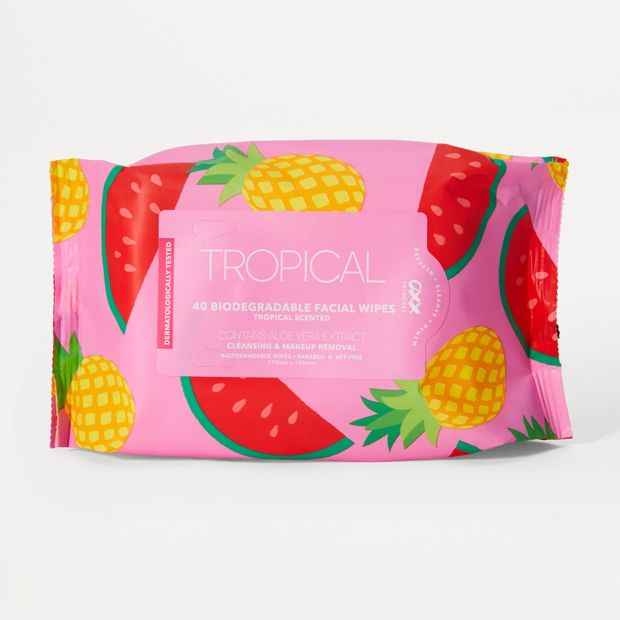 OXX Skincare 40 Pack Biodegradable Facial Wipes - Tropical and Aloe Vera