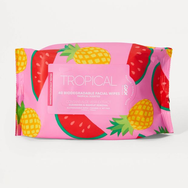OXX Skincare 40 Pack Biodegradable Facial Wipes - Tropical and Aloe Vera