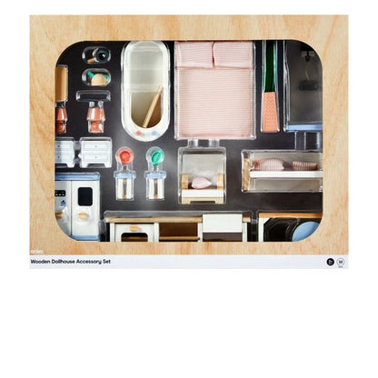 32 Piece Wooden Dollhouse Accessory Set