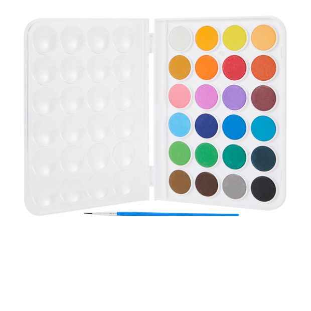 25 Watercolour Paint Palette with Brush