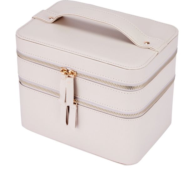 OXX Cosmetics Double Tier Hard Makeup Organiser Case - Beige