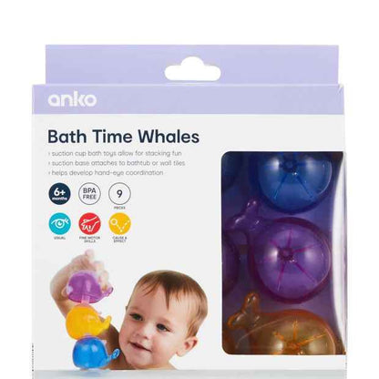 9 Piece Bath Toy Whale Set