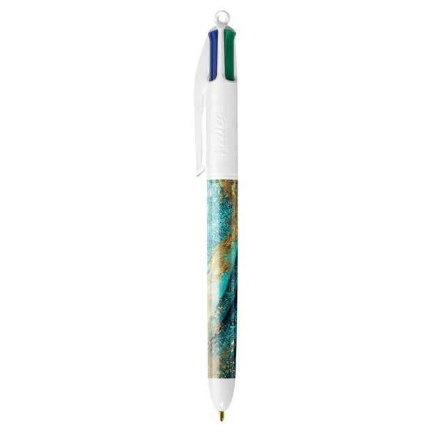 3 Pack BIC 4 ColoursÂ Marble Design Ballpoint Pens