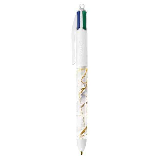 3 Pack BIC 4 ColoursÂ Marble Design Ballpoint Pens