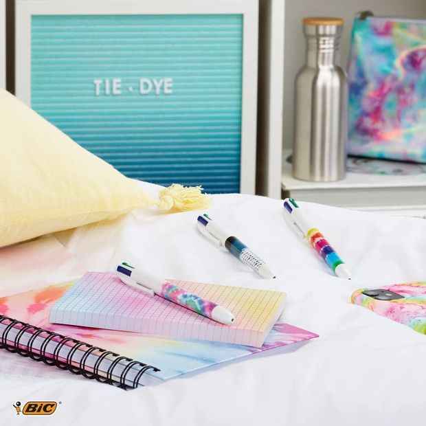 3 Pack BIC 4 Colours Tie Dye Ballpoint Pens