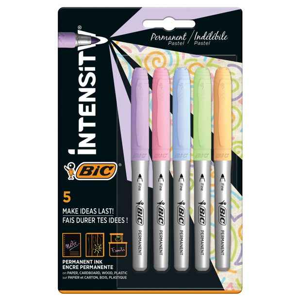 5 Pack Pastel Permanent Markers