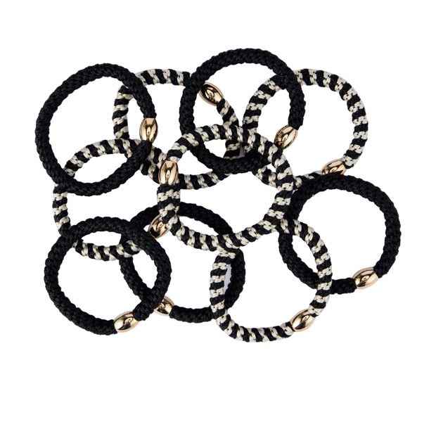 OXX Haircare 10 Piece Hair Elastics - Black and White