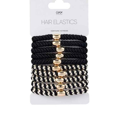 OXX Haircare 10 Piece Hair Elastics - Black and White