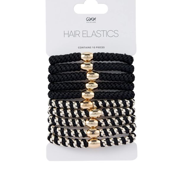 OXX Haircare 10 Piece Hair Elastics - Black and White