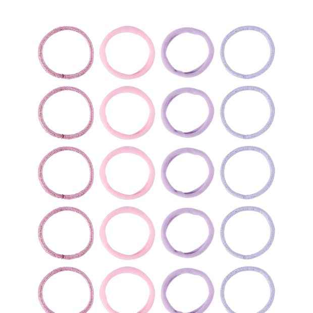 OXX Haircare 20 Piece Hair Elastics - Pink and Lilac