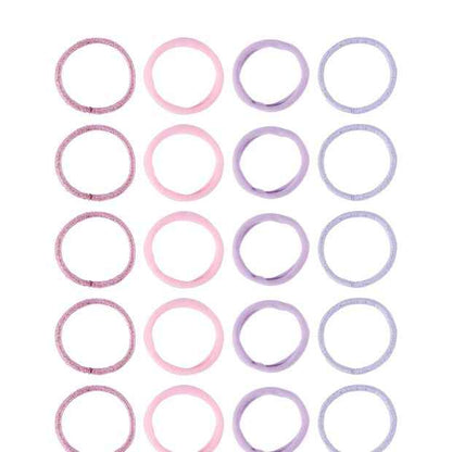 OXX Haircare 20 Piece Hair Elastics - Pink and Lilac