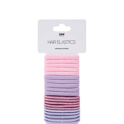 OXX Haircare 20 Piece Hair Elastics - Pink and Lilac