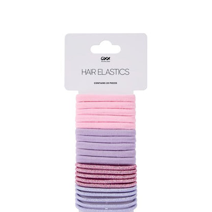 OXX Haircare 20 Piece Hair Elastics - Pink and Lilac